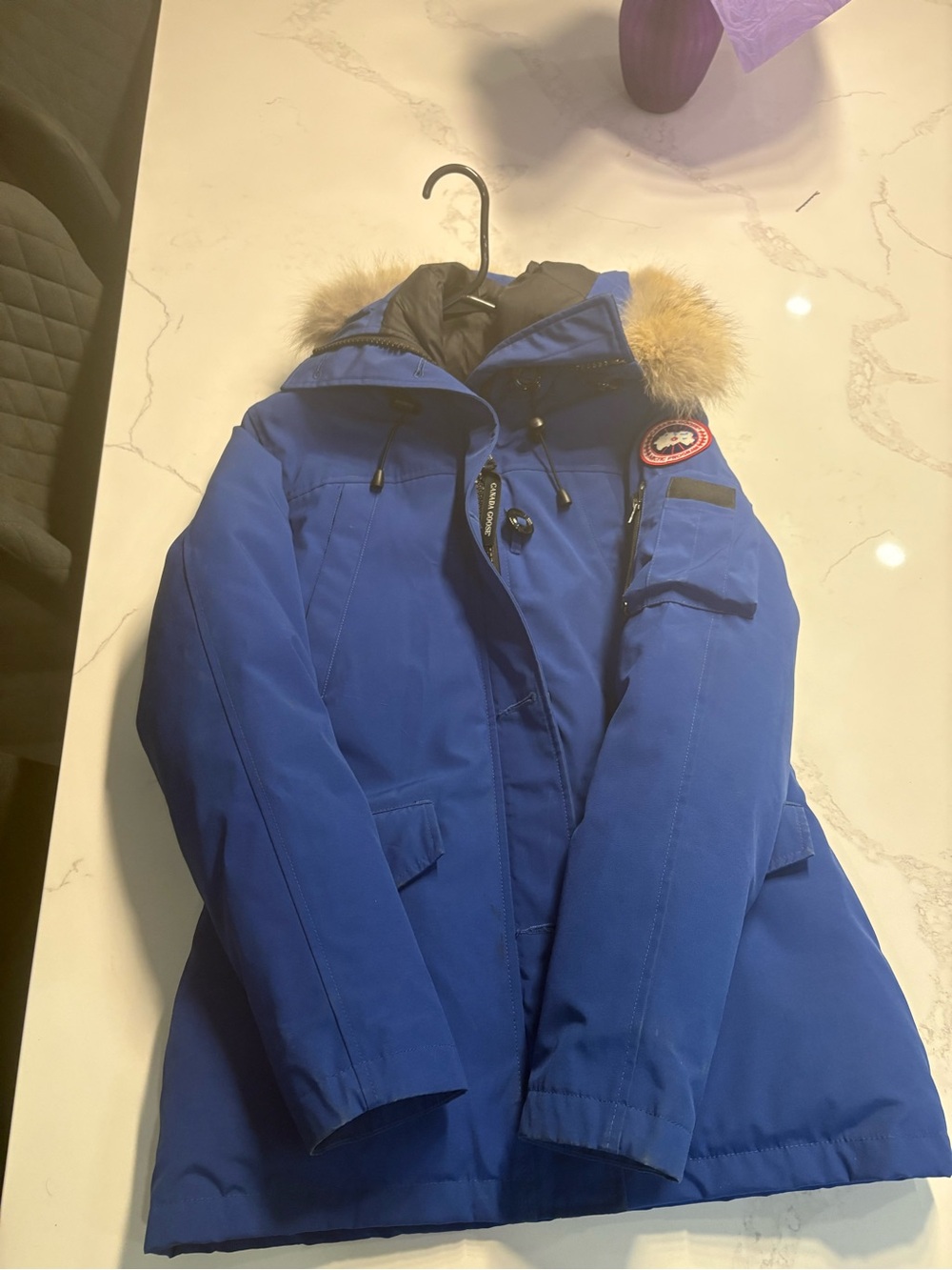Canada Goose Blue Women's Ski Parka with Fur-Trim Hood